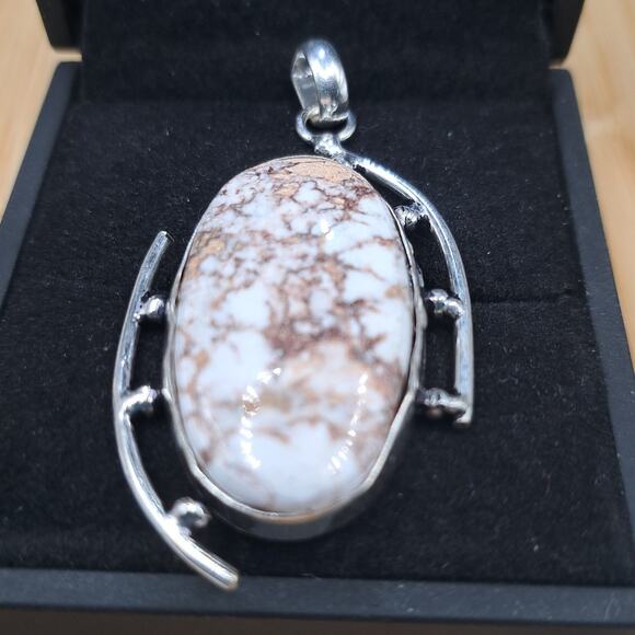 Wild Horse Jasper 925 Silver Plated Ethnic Crystal Pendant, Jewelry, 2.3" - Picture 4 of 4